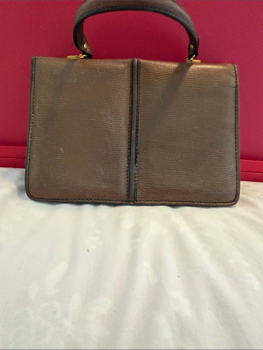 Classic leather vintage  Brown Structured Top-Handle Women's Bag